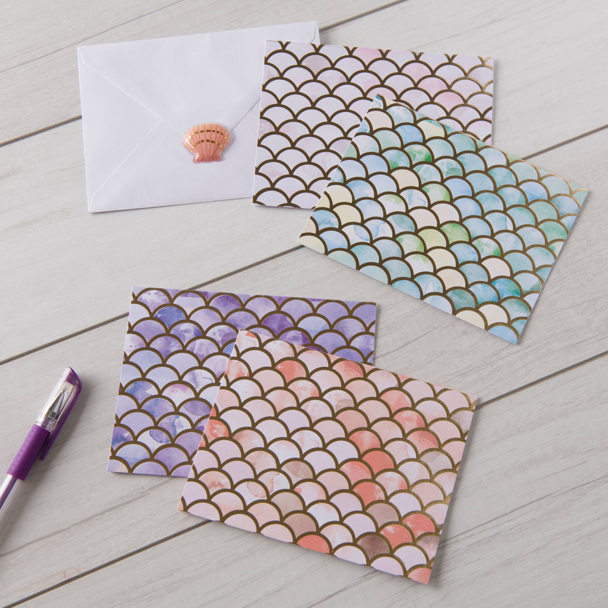 Assorted Mermaid Coast Cards & Envelopes by Recollections™, 4.25" x 5.5"